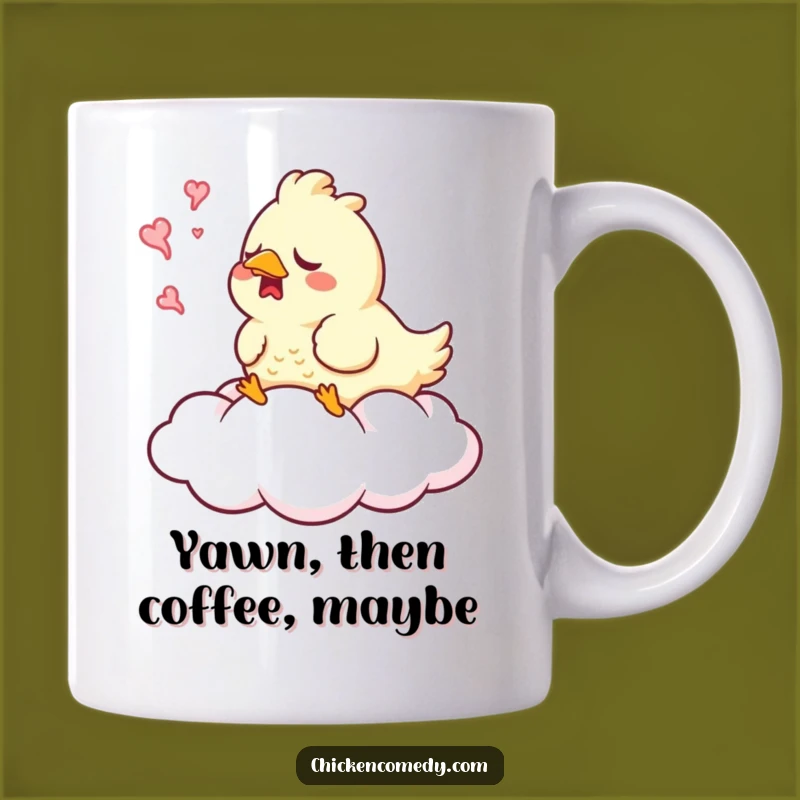 Funny Sleepy Chicken Yawn Mug: Dreamy Mornings with this Hilarious Cloud Design