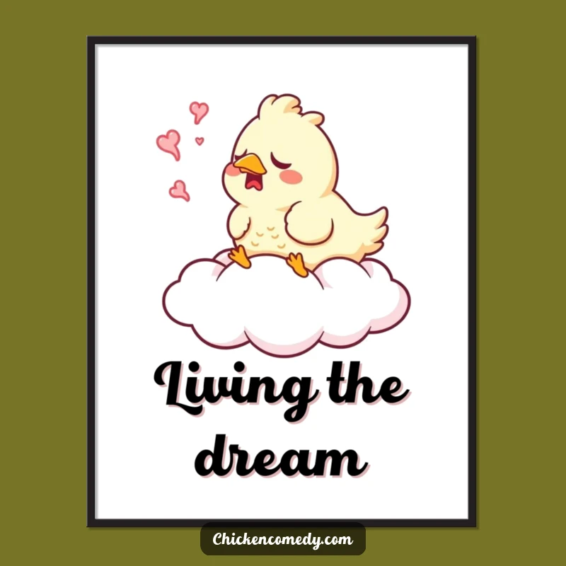 Funny Sleepy Chicken Yawn Digital Print: Instant Dreamy Art for Walls