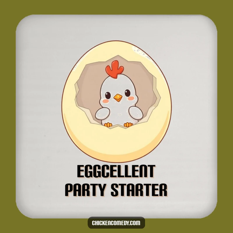 Funny Curious Chicken Coaster: Protect Surfaces with this Hilarious Egg Art