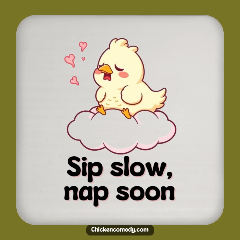 Funny Sleepy Chicken Yawn Coaster: Protect Surfaces with Dreamy Art