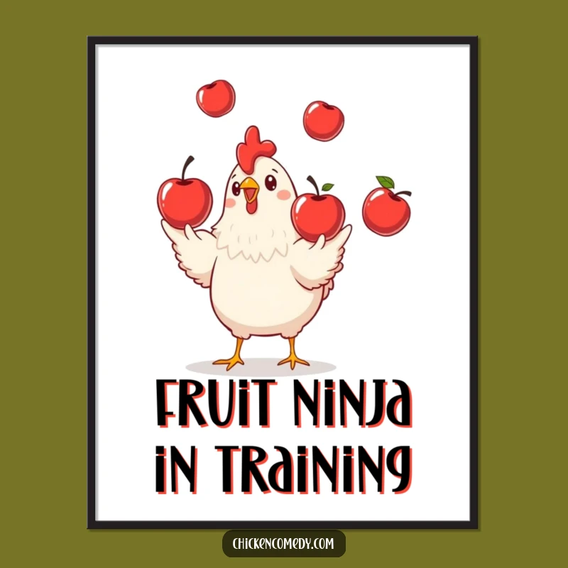 Funny Chicken Juggling Poster: Whimsical Farm Wall Art for All Ages