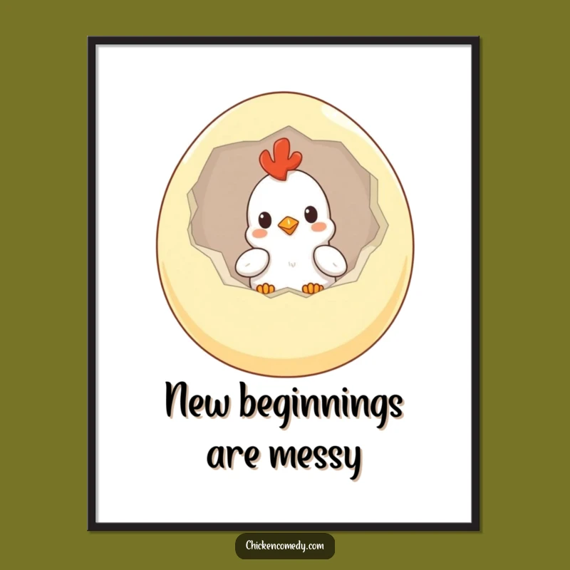 Funny Curious Chicken Poster: Brighten Your Walls with this Hilarious Egg Art