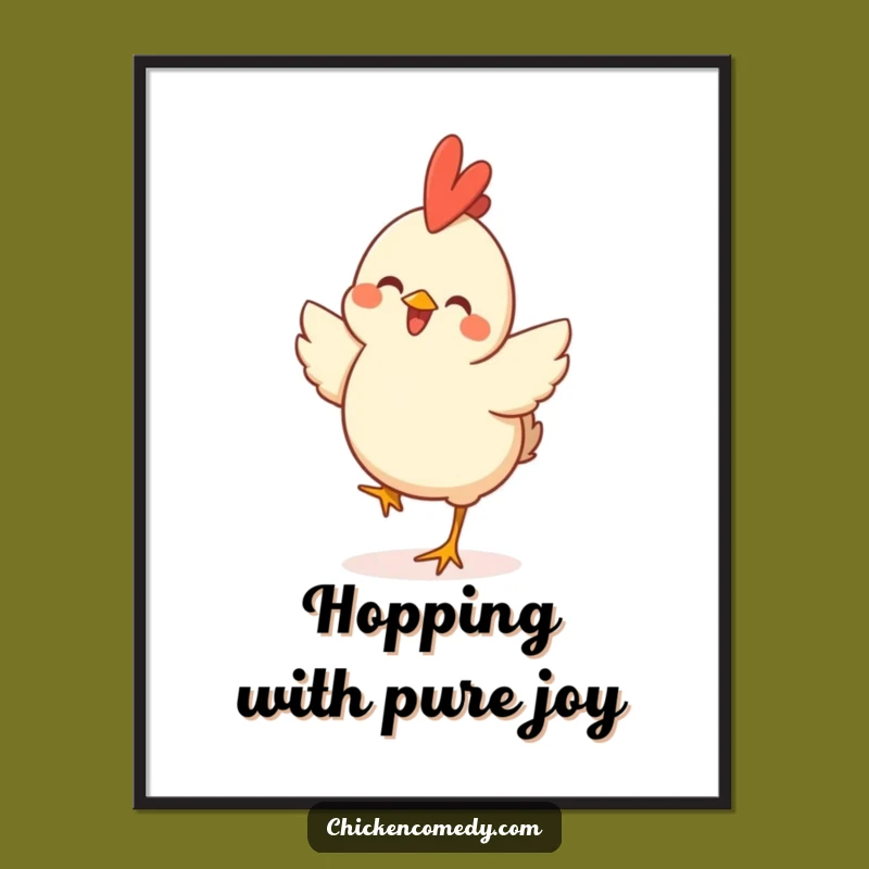 Free Printable Funny Wall Art: Happy Chicken Hopping - Joyful Downloadable Decor!