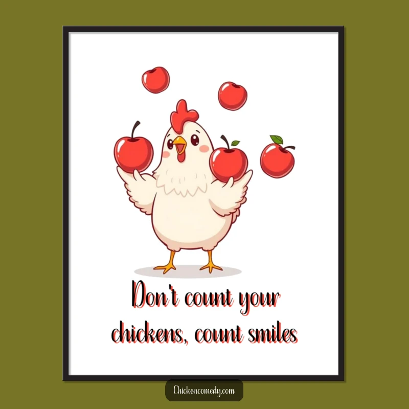 Funny Free Printable Chicken Wall Art - Juggling Fruit Downloadable Art